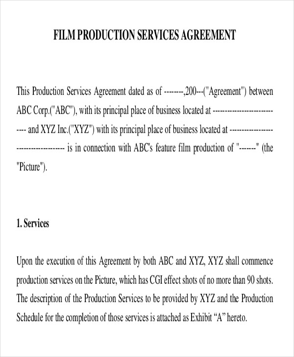 film production contract agreement