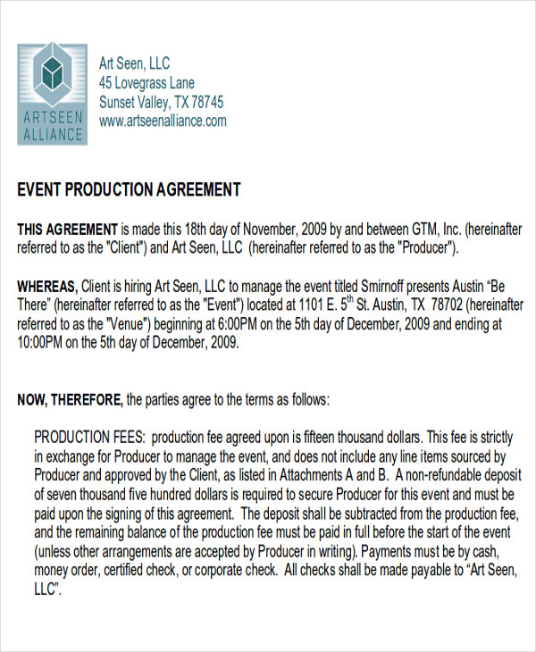 Co Production Agreement Template