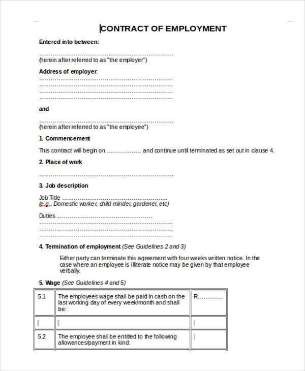 Labor Contract Template Word