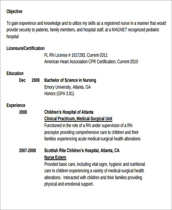 generic nursing resume objective example