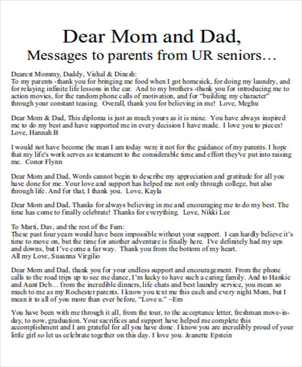 Free 5 Sample Thank You Letter To Mom In Ms Word Pdf