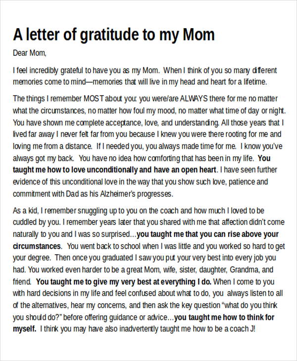 Sample Letter To Mom 96