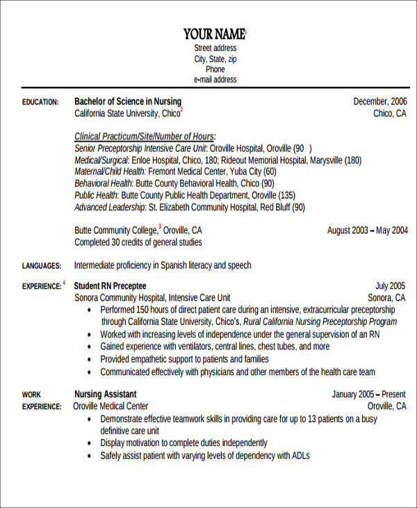 brand new nurse resume example