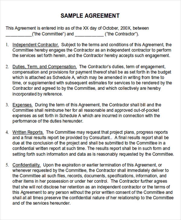 agreement in principle sample