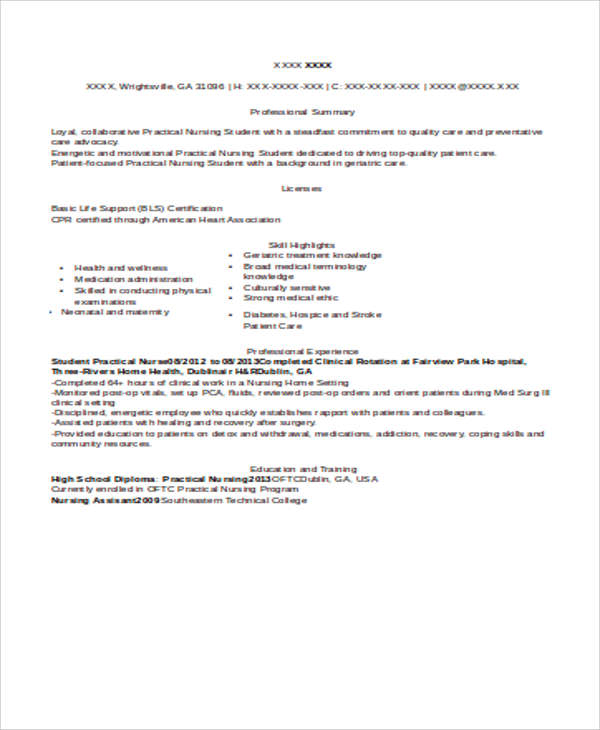 nurse student resume template baylor