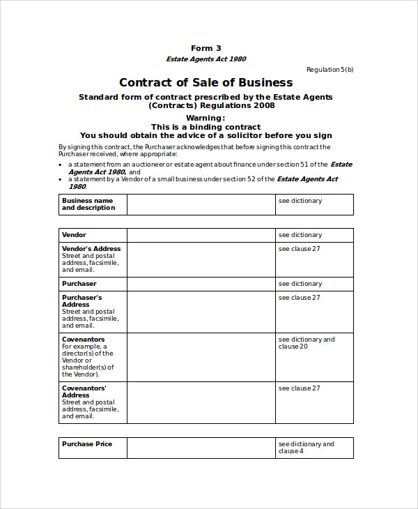 business sales contract agreement