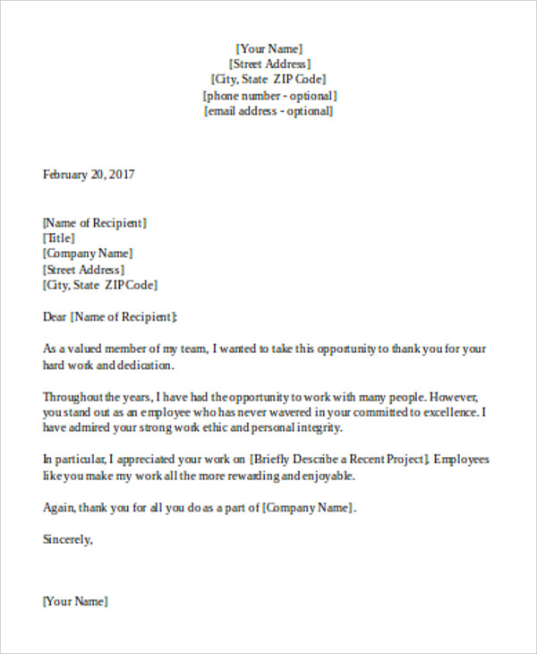 thank you employee appreciation letter in pdf
