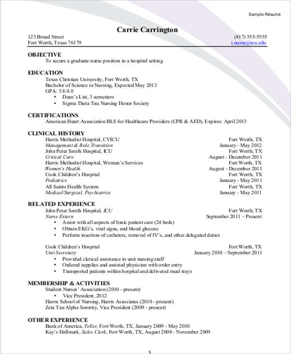 student nurse resume template free