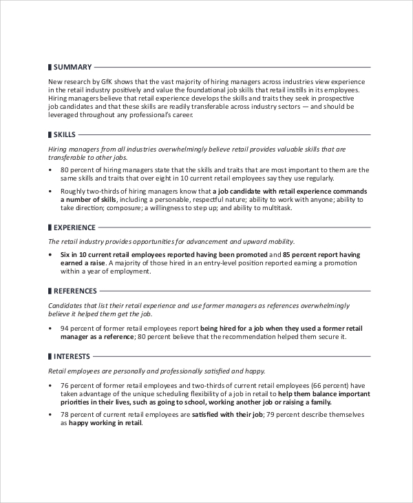 Free 5 Retail Resume Objective Templates In Ms Word Pdf