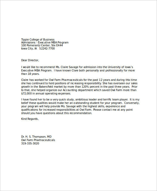 Free 43 Samples Of Recommendation Letter Templates In Pdf Ms Word 5226