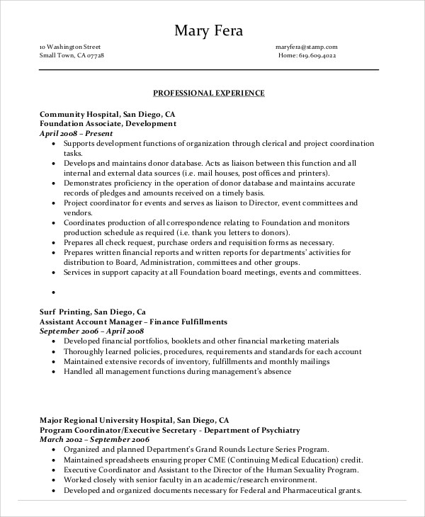 professional admin assistant resume