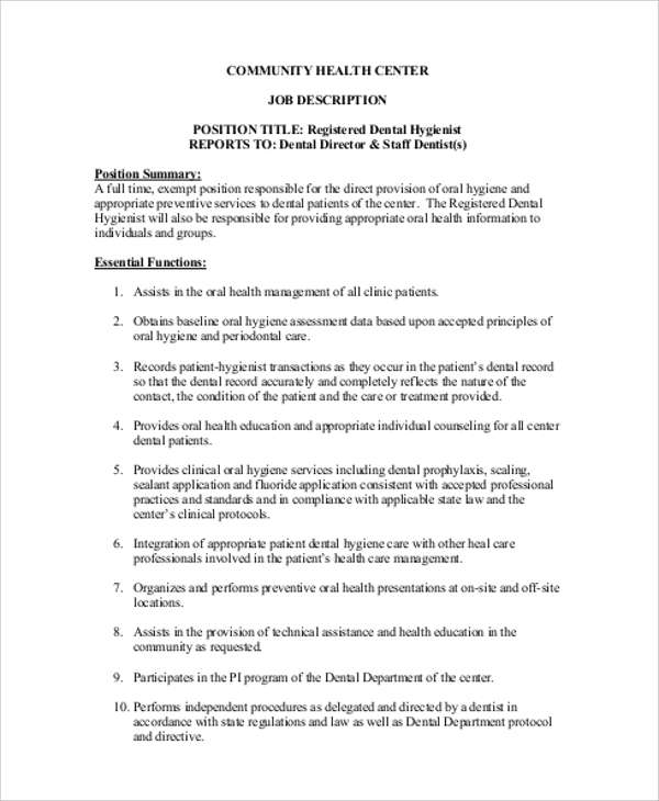 Sample Dental Hygienist Resume 8 Examples In Word PDF