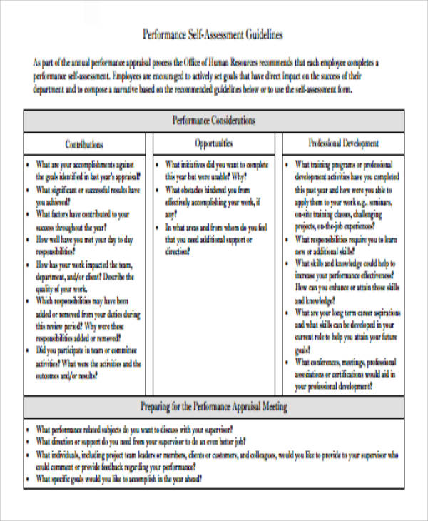 self assessment paper