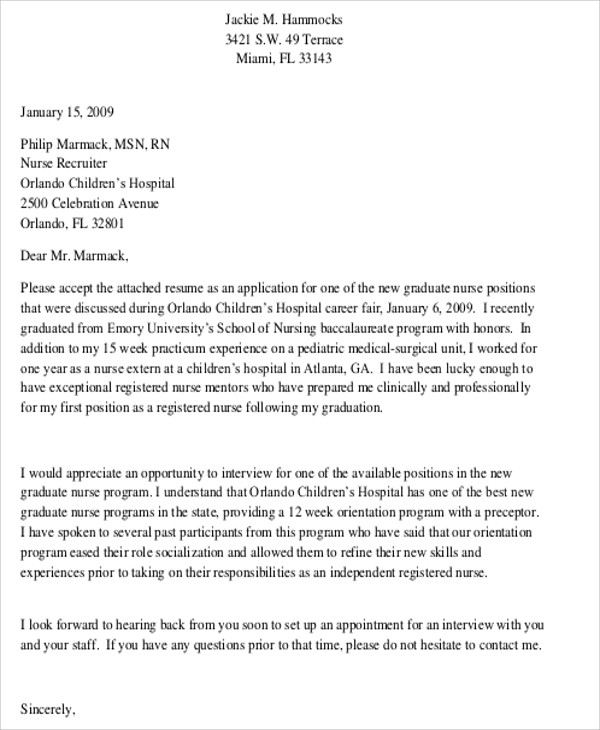 FREE 7+ Graduate Nursing Cover Letter Templates in PDF