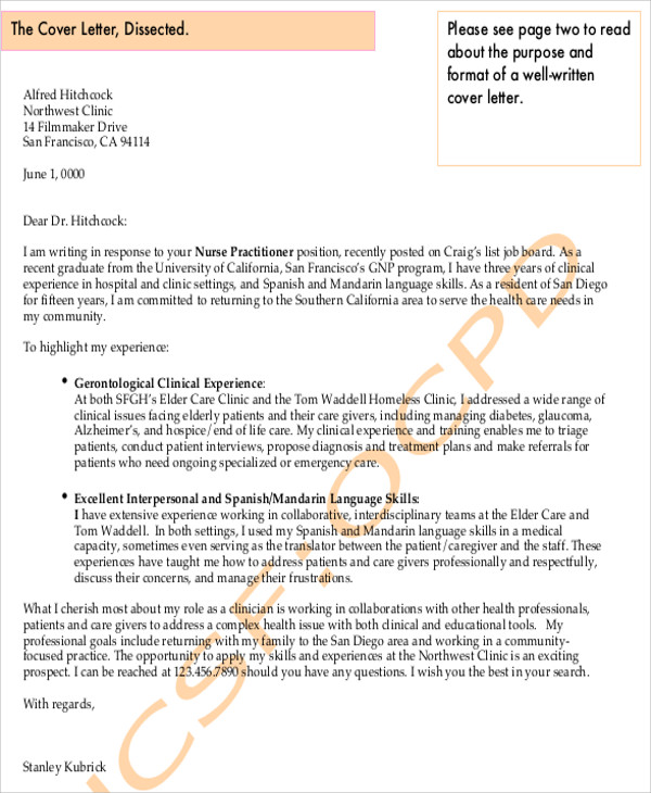 graduate nursing job cover letter sample