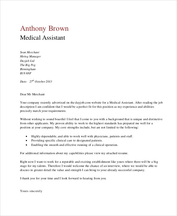 Sample Medical Assistant Cover Letter Top Design Top Rated