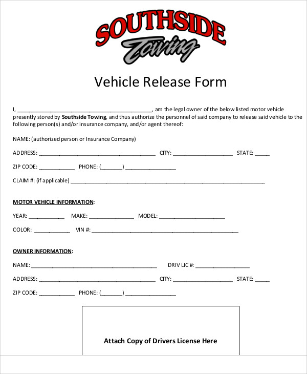motor vehicle release form