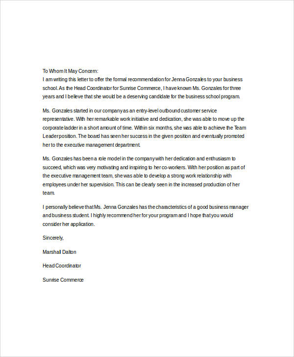 corporate reference letter