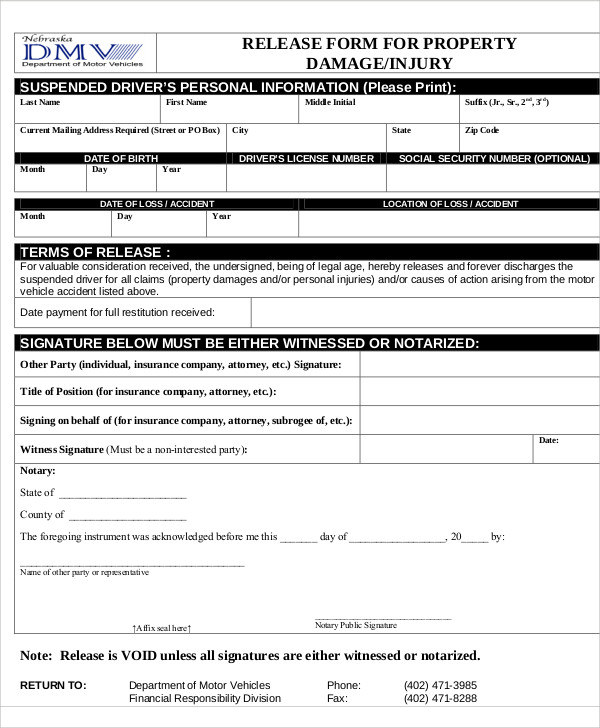 FREE 9 Sample Vehicle Release Forms In MS Word PDF
