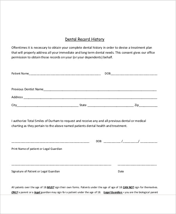 FREE 11+ Sample Dental Release Forms in MS Word PDF