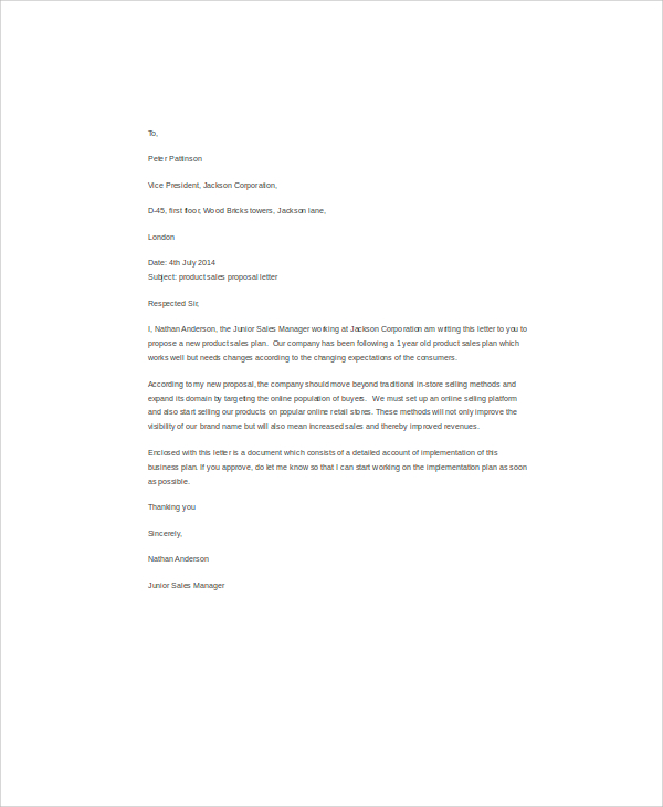 Free 9 Sample Product Proposal Letter Templates In Ms Word Pdf Google Docs Pages