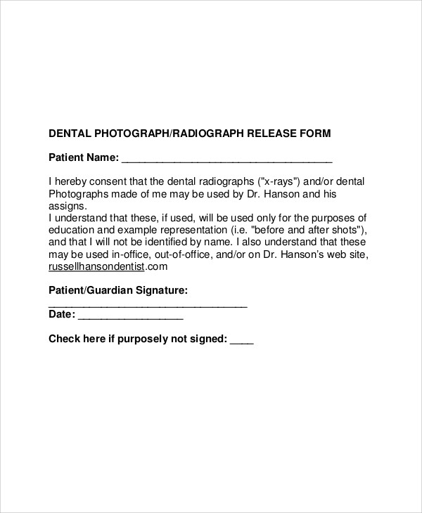 Free 11 Sample Dental Release Forms In Ms Word Pdf 8343