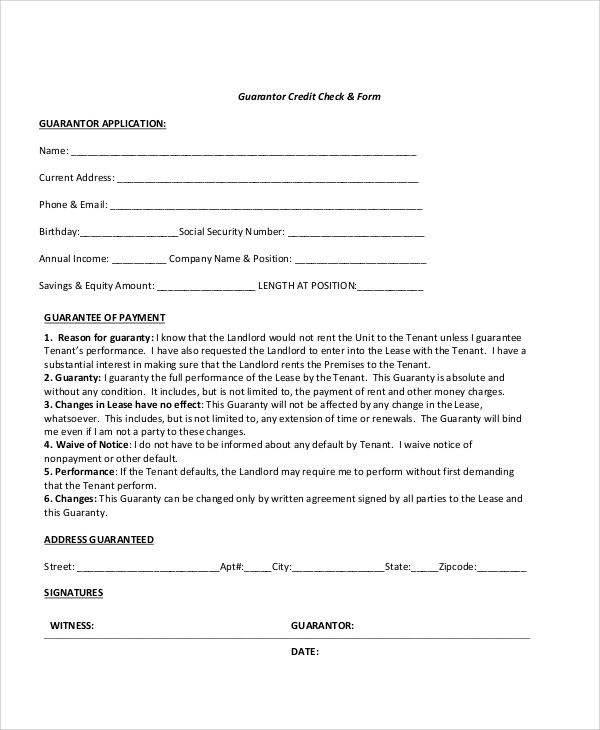 FREE 7 Sample Credit Check Release Forms In MS Word PDF