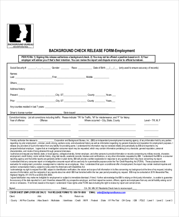 background credit check release form