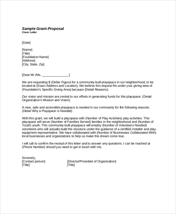 grant proposal cover letter