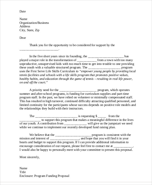 Letter Of Inquiry Sample For Grant Proposal Collection Letter 