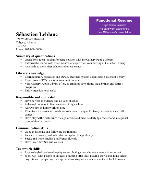 FREE 5+ Sample Teenage Resume Templates in MS Word | PDF