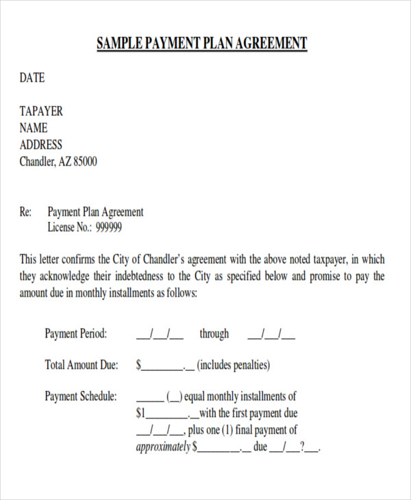 Payment Plan Letter Template For Your Needs