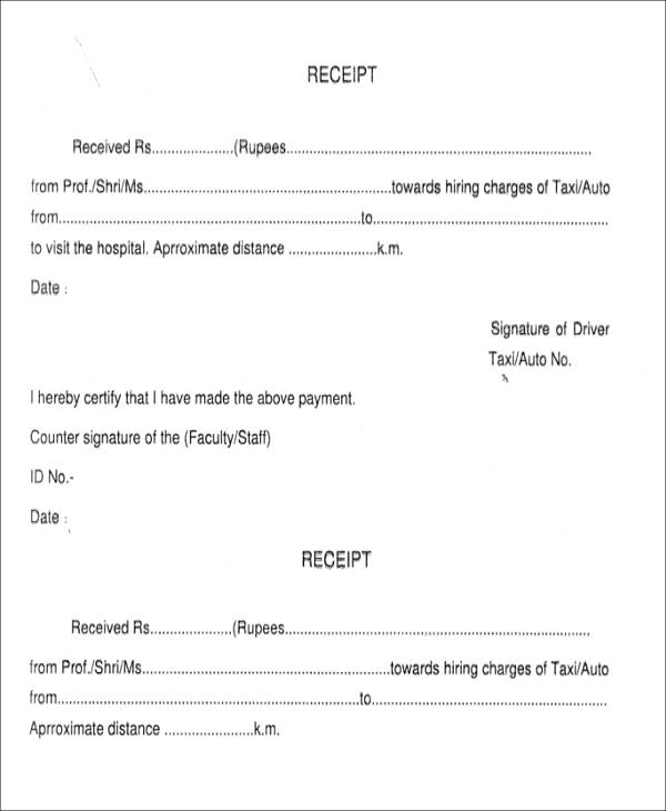 Driver Receipt Template