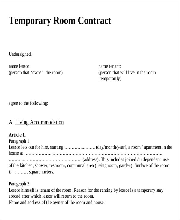 Short Term Lease Agreement Example