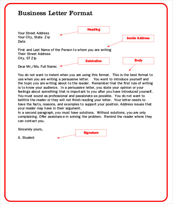 address format for application letter