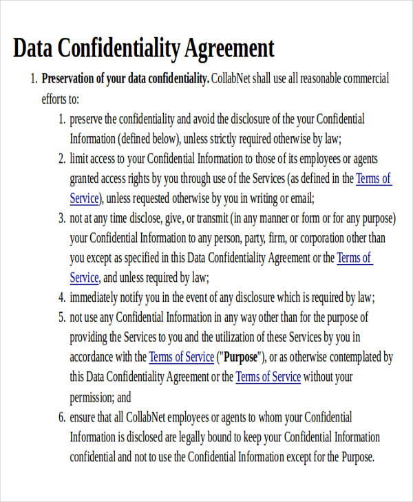 customer data confidentiality agreement format