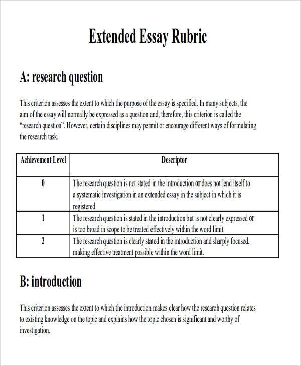 english extended essay criteria