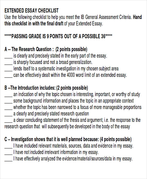 extended essay formatting rules