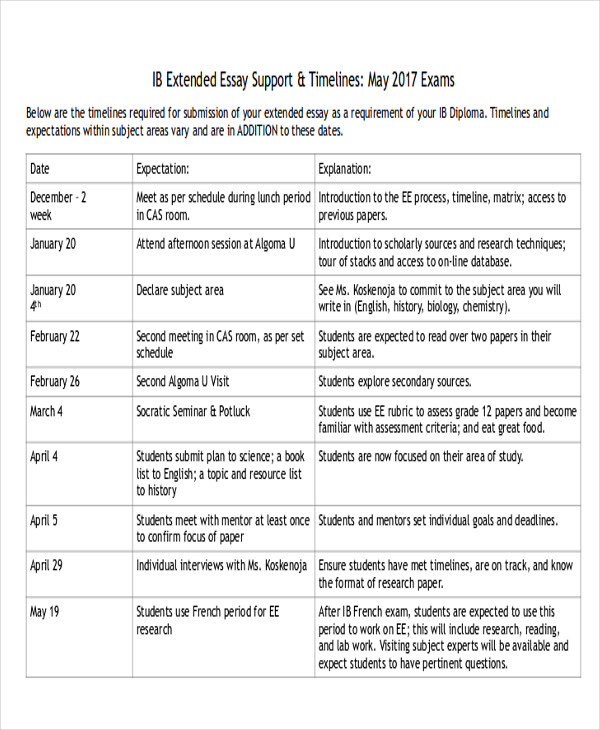 essay of timeline