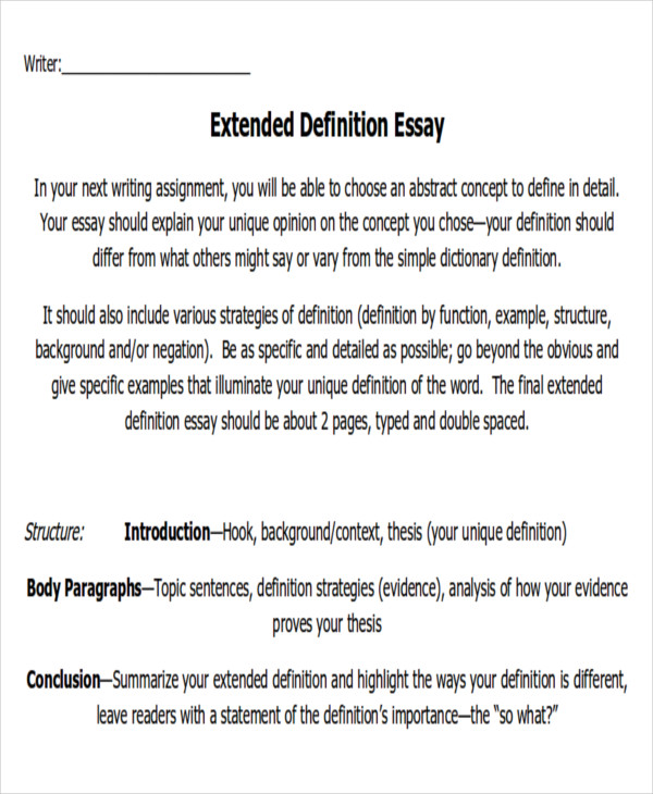 extended definition essay format