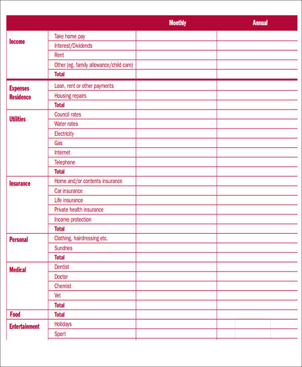 FREE 6 Monthly Bill Planner Samples In MS Word PDF Excl