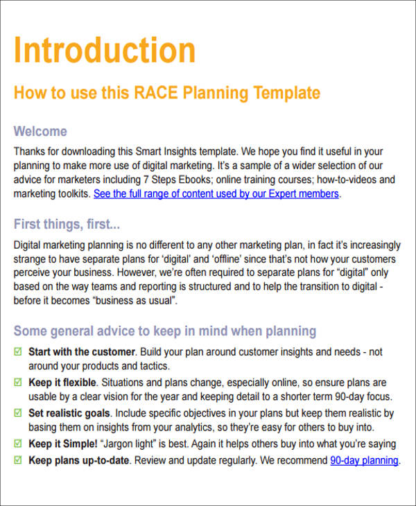 FREE 13 Sample Digital Marketing Plan Templates In MS Word PDF