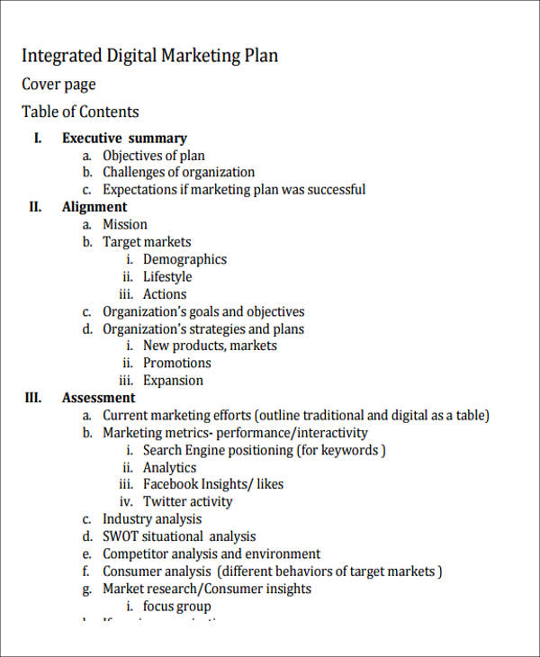 FREE 13 Sample Digital Marketing Plan Templates In MS Word PDF