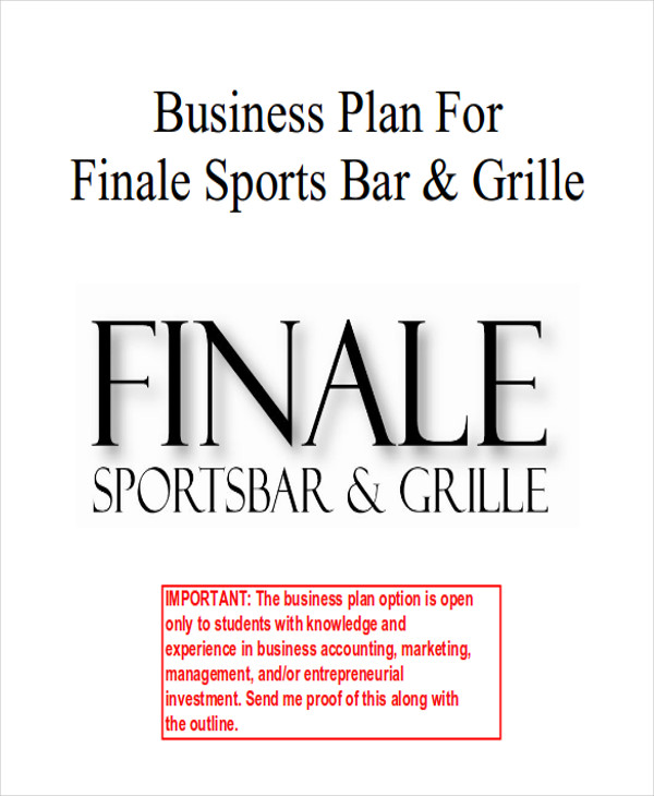 bar and grill business plan template