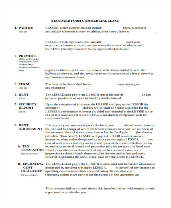 standard lease agreement doc