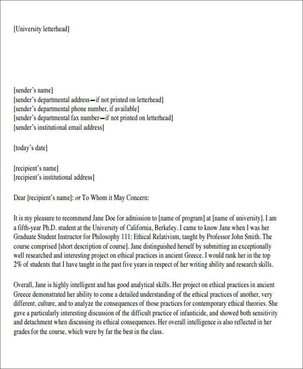 FREE 6 Sample Formal Letter Of Recommendation In MS Word PDF