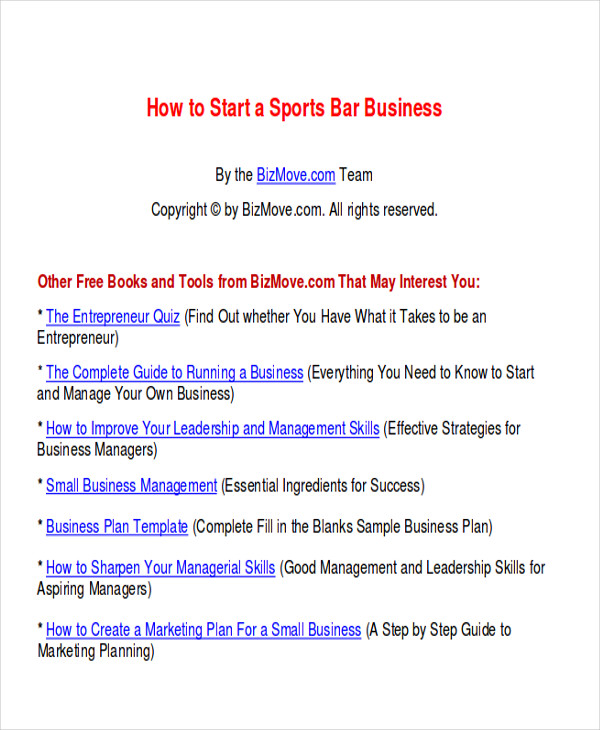 FREE 10+ Sample Bar Business Plan Templates in MS Word | PDF