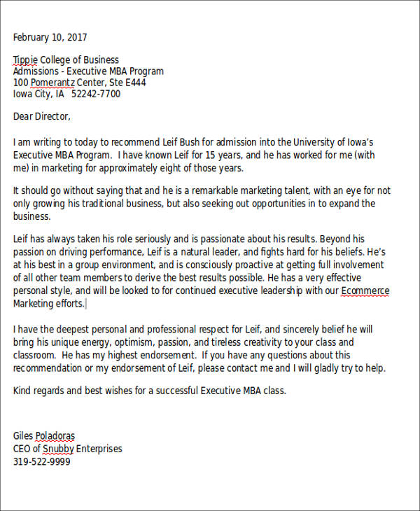FREE 6 Sample Formal Letter Of Recommendation In MS Word PDF