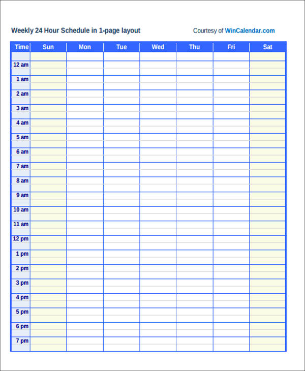 weekly schedule calendar