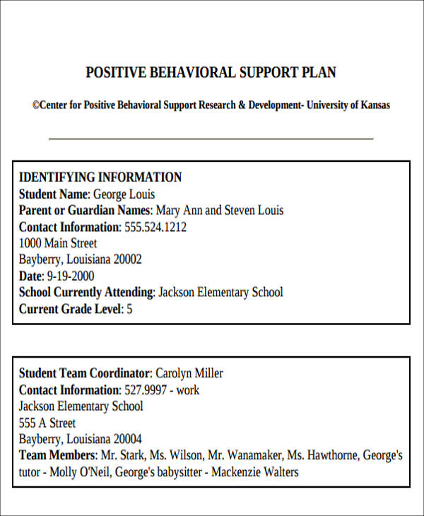 FREE 6+ Behavior Intervention Plan Templates in MS Word PDF